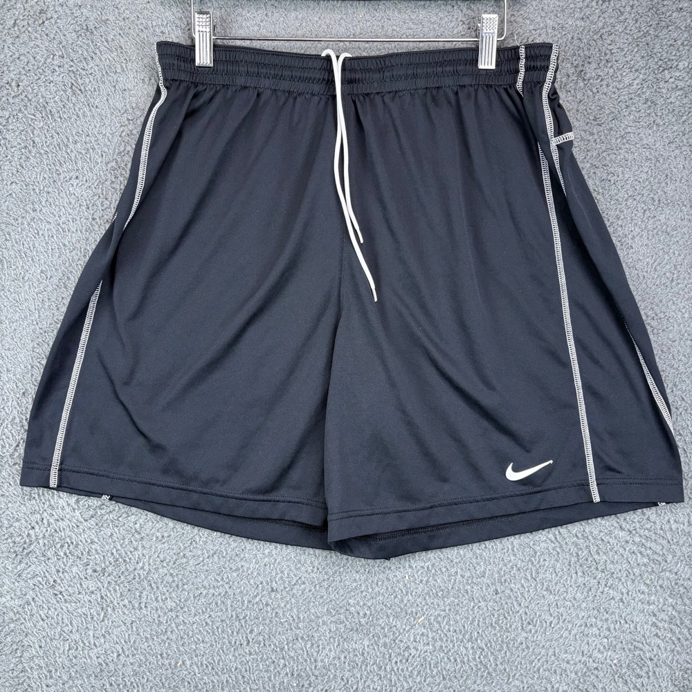 Nike Dri-Fit Mens XL Black Athletic Shorts White Contrast Stitching RN 56323
